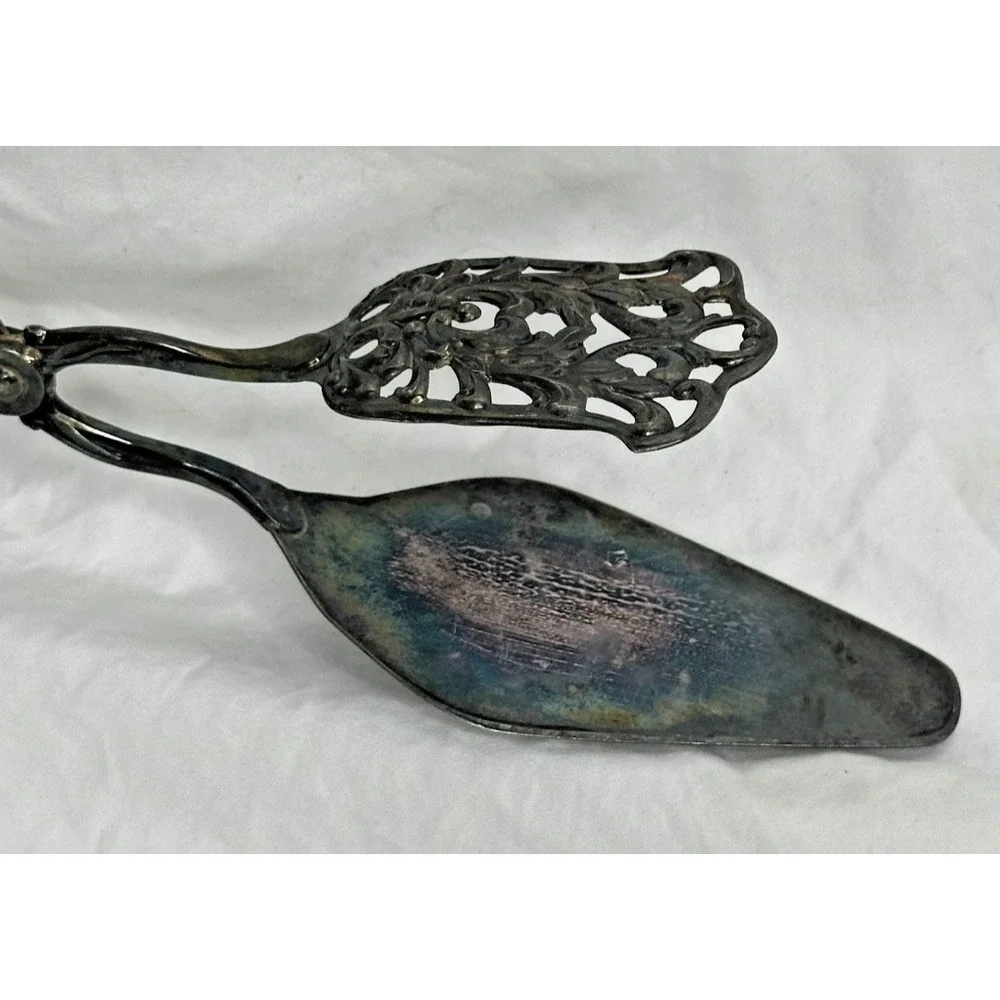 Solingen Germany silver plated Serving Tongs Ornate Pastry Sandwich